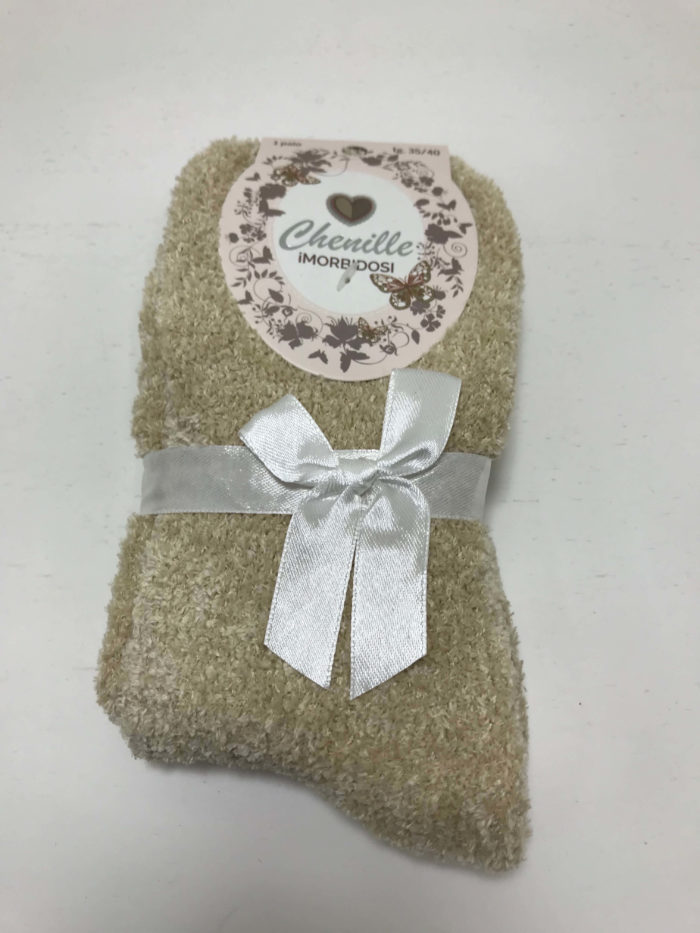 Calzino Chenille in ciniglia beige